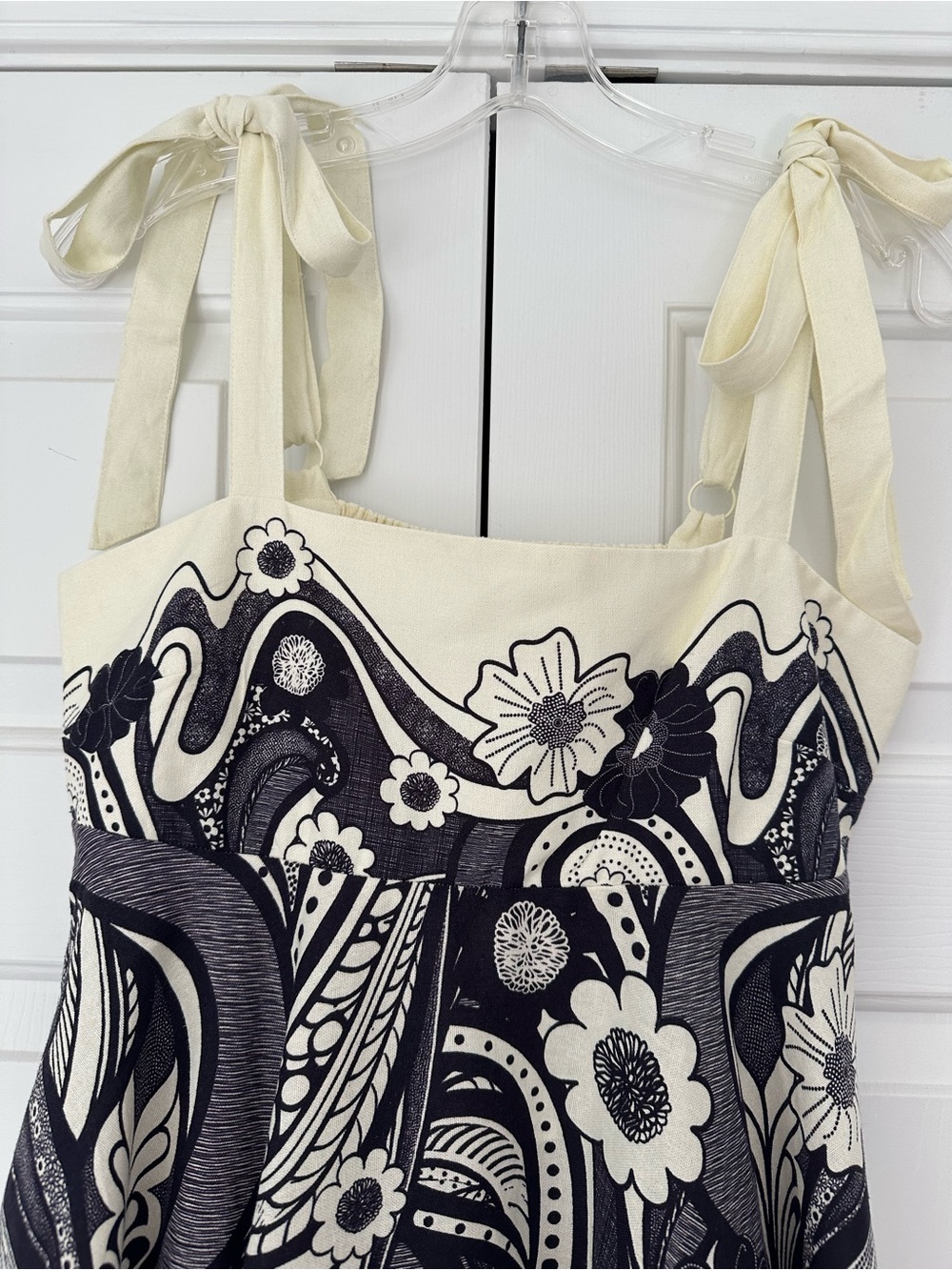 NWT Caroline Constas Mickey Inspired Tie Strap Mini Dress Dark Navy Cream Sz S - Picture 4 of 8